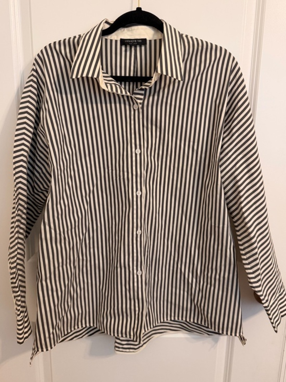 Lafayette 148 Striped Button Up Shirt Large - Picture 1 of 4